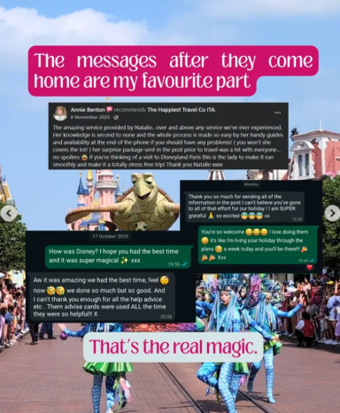 WhatsApp messages from client after they return from their trip booked with me